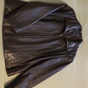 Anne Klein brown leather jacket